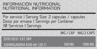 ashwagandha ksm 66 info nutticional